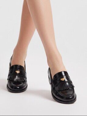 ZARA Women’s Black Patent Kiltie Penny Loafers